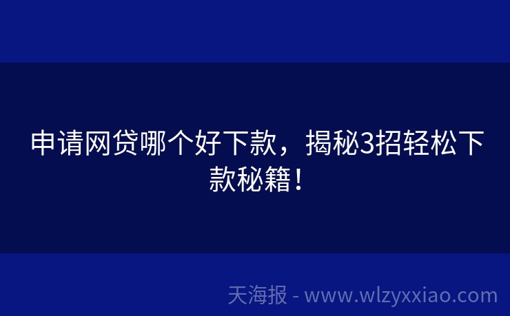 申请网贷哪个好下款，揭秘3招轻松下款秘籍！