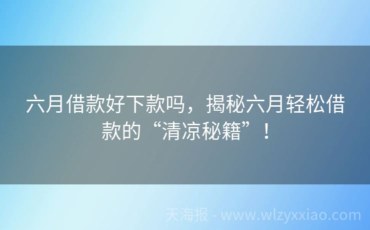 六月借款好下款吗，揭秘六月轻松借款的“清凉秘籍”！