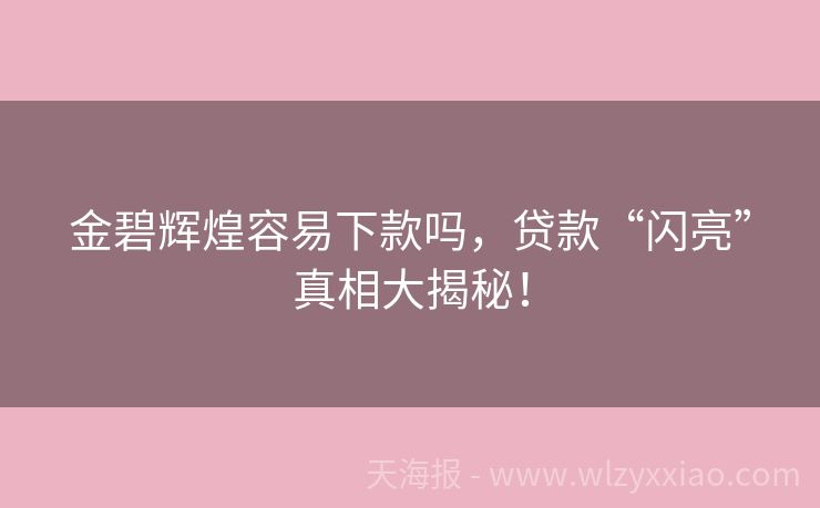 金碧辉煌容易下款吗，贷款“闪亮”真相大揭秘！