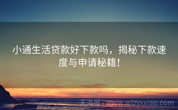 小通生活贷款好下款吗，揭秘下款速度与申请秘籍！