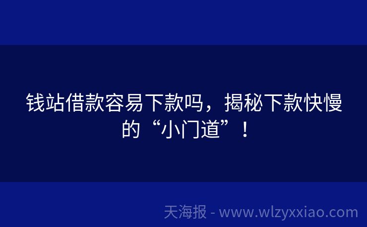 钱站借款容易下款吗，揭秘下款快慢的“小门道”！