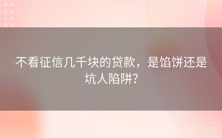 不看征信几千块的贷款，是馅饼还是坑人陷阱？