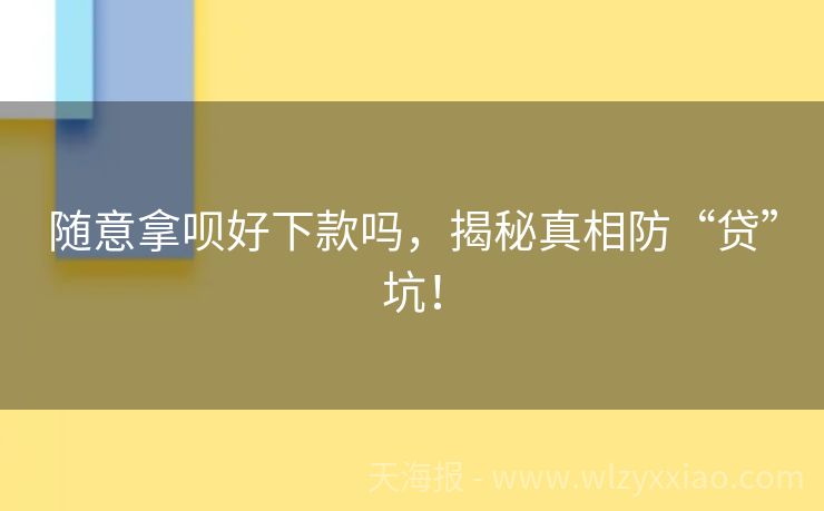 随意拿呗好下款吗，揭秘真相防“贷”坑！