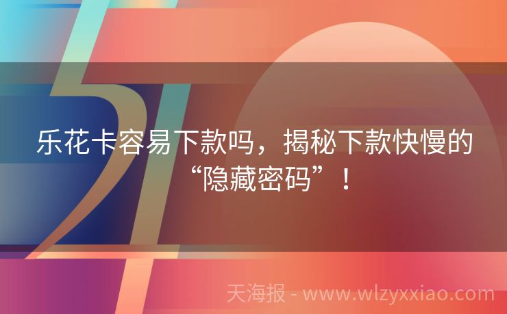 乐花卡容易下款吗，揭秘下款快慢的“隐藏密码”！