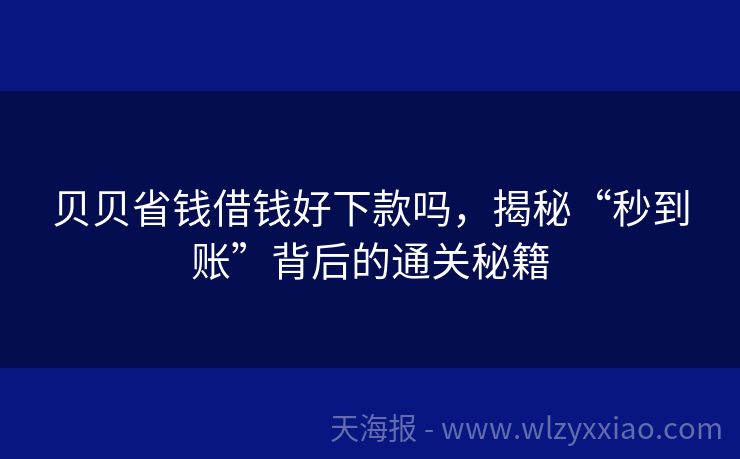 贝贝省钱借钱好下款吗，揭秘“秒到账”背后的通关秘籍
