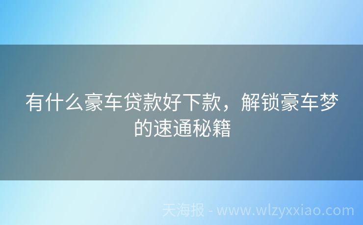 有什么豪车贷款好下款，解锁豪车梦的速通秘籍