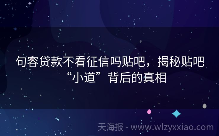 句容贷款不看征信吗贴吧，揭秘贴吧“小道”背后的真相