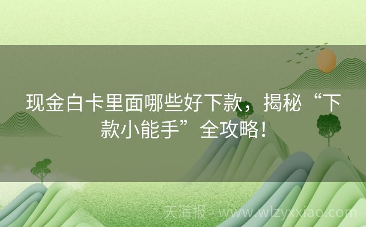 现金白卡里面哪些好下款，揭秘“下款小能手”全攻略！