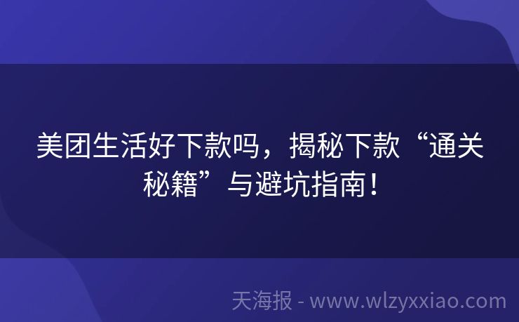 美团生活好下款吗，揭秘下款“通关秘籍”与避坑指南！
