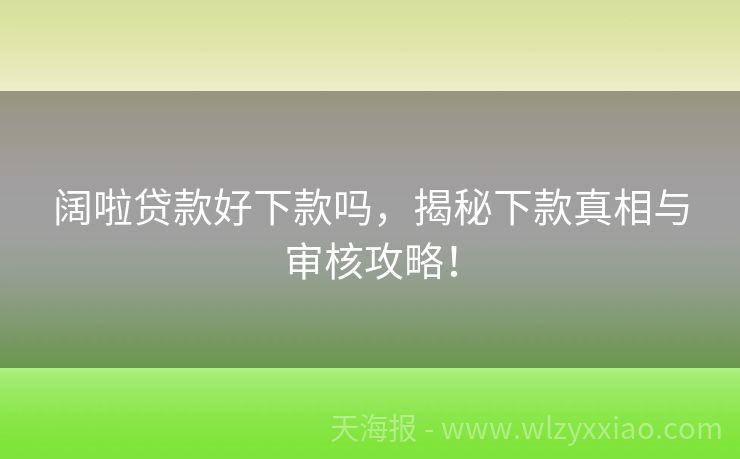 阔啦贷款好下款吗，揭秘下款真相与审核攻略！