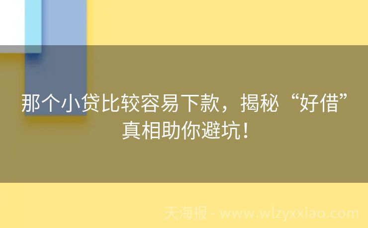 那个小贷比较容易下款，揭秘“好借”真相助你避坑！