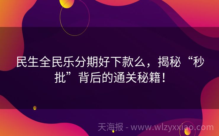 民生全民乐分期好下款么，揭秘“秒批”背后的通关秘籍！