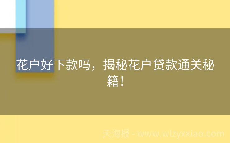 花户好下款吗，揭秘花户贷款通关秘籍！