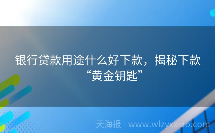 银行贷款用途什么好下款，揭秘下款“黄金钥匙”