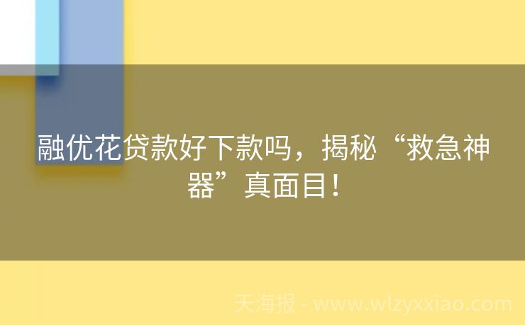 融优花贷款好下款吗，揭秘“救急神器”真面目！