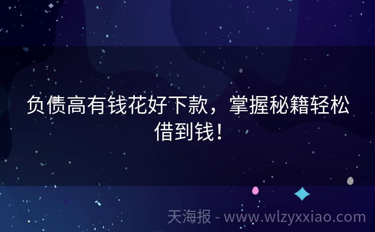 负债高有钱花好下款，掌握秘籍轻松借到钱！