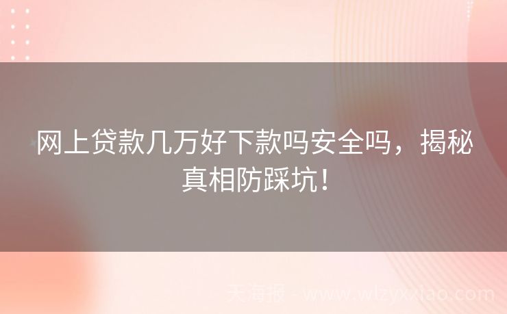 网上贷款几万好下款吗安全吗，揭秘真相防踩坑！