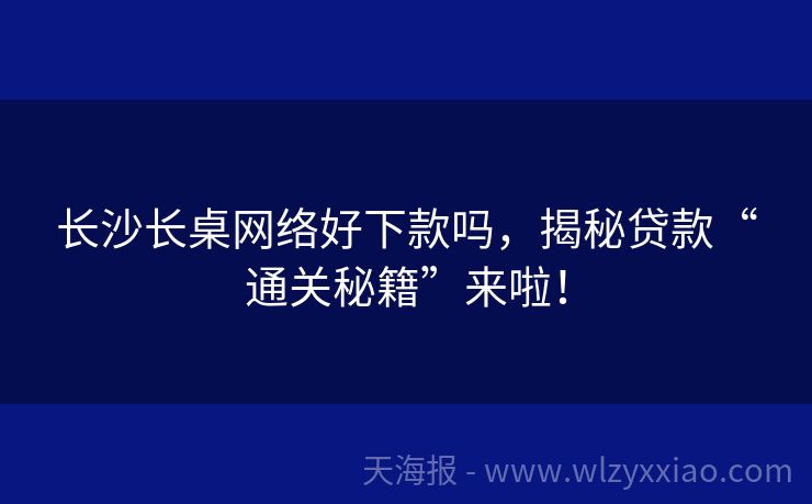 长沙长桌网络好下款吗，揭秘贷款“通关秘籍”来啦！