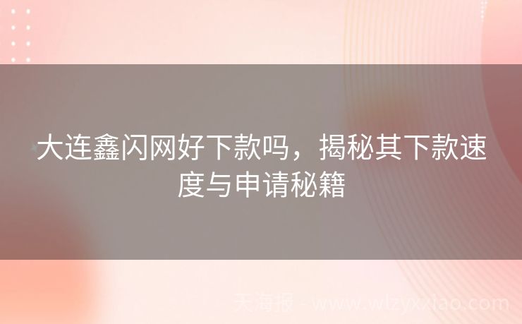 大连鑫闪网好下款吗，揭秘其下款速度与申请秘籍