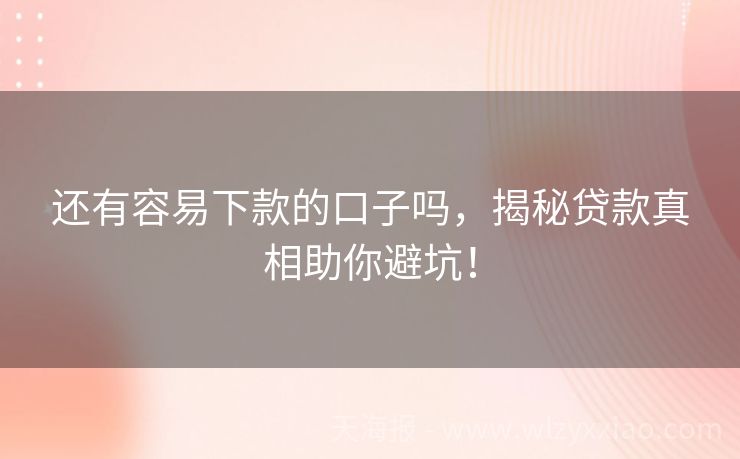 还有容易下款的口子吗，揭秘贷款真相助你避坑！