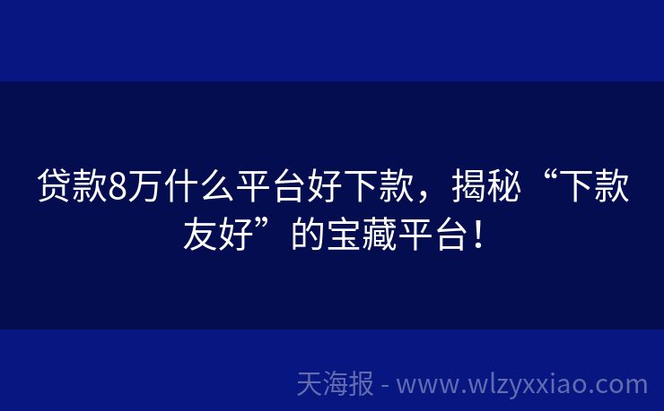 贷款8万什么平台好下款，揭秘“下款友好”的宝藏平台！