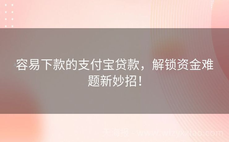 容易下款的支付宝贷款，解锁资金难题新妙招！