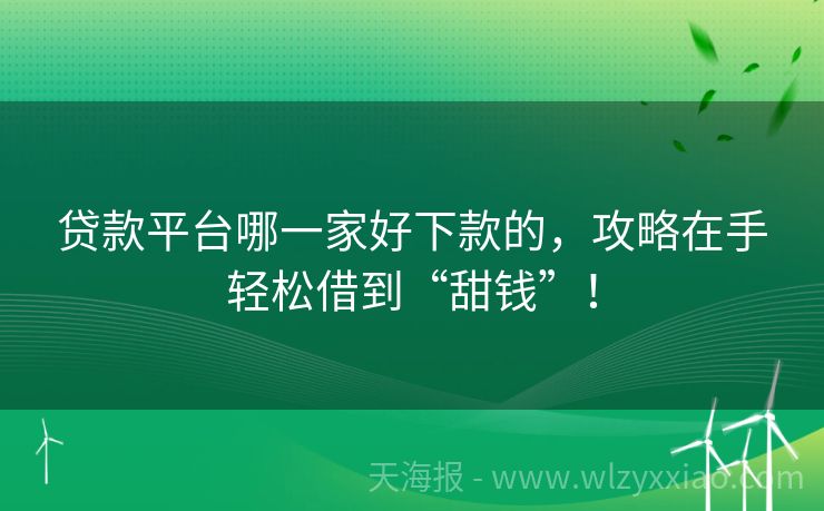 贷款平台哪一家好下款的，攻略在手轻松借到“甜钱”！