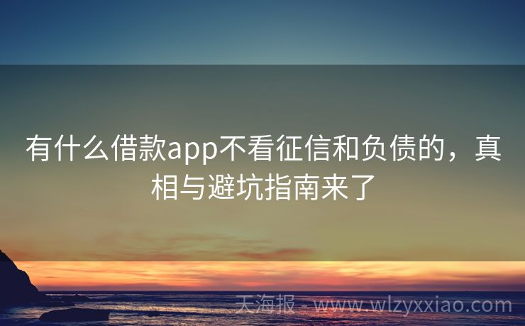 有什么借款app不看征信和负债的，真相与避坑指南来了