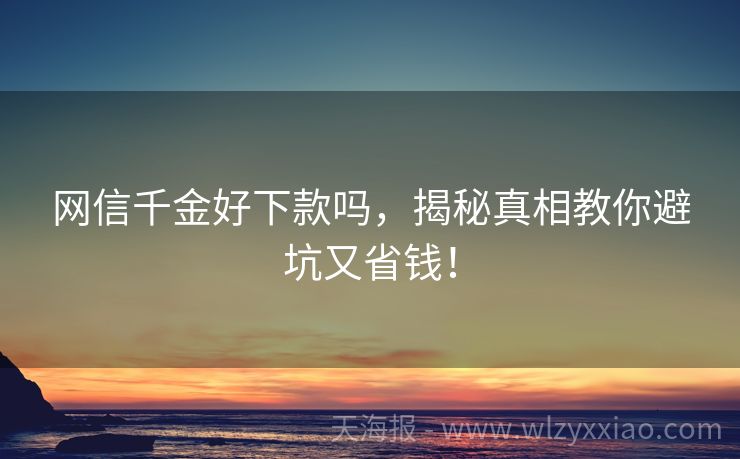 网信千金好下款吗，揭秘真相教你避坑又省钱！