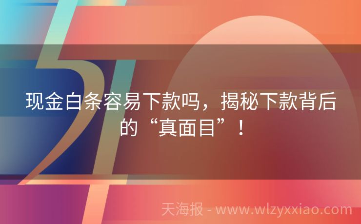 现金白条容易下款吗，揭秘下款背后的“真面目”！