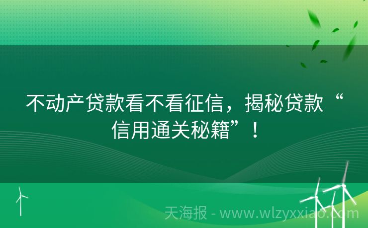 不动产贷款看不看征信，揭秘贷款“信用通关秘籍”！