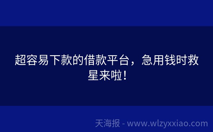 超容易下款的借款平台，急用钱时救星来啦！