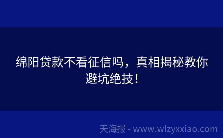 绵阳贷款不看征信吗，真相揭秘教你避坑绝技！