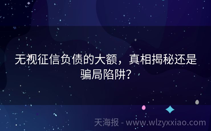 无视征信负债的大额，真相揭秘还是骗局陷阱？