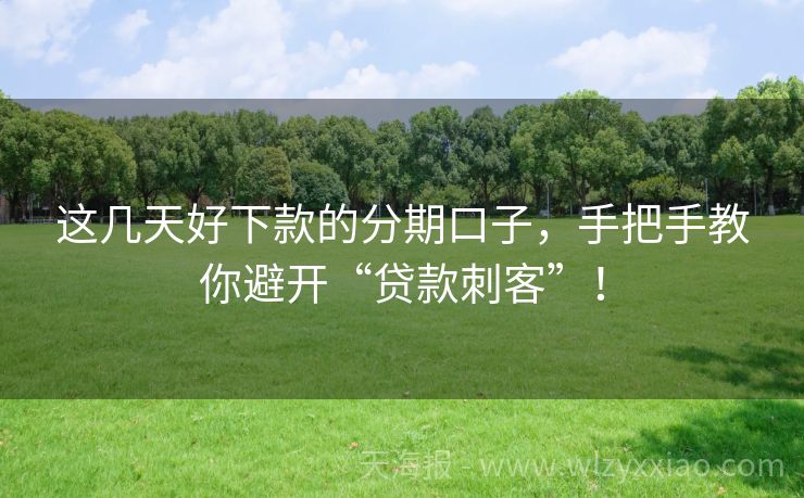 这几天好下款的分期口子，手把手教你避开“贷款刺客”！