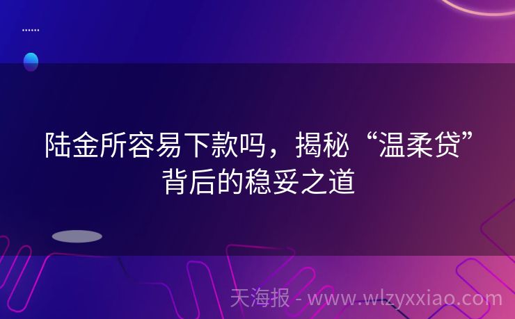 陆金所容易下款吗，揭秘“温柔贷”背后的稳妥之道