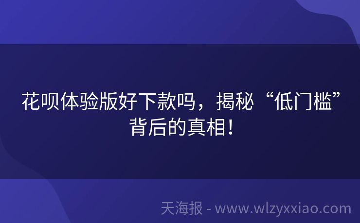 花呗体验版好下款吗，揭秘“低门槛”背后的真相！