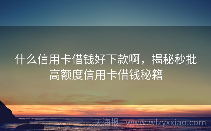 什么信用卡借钱好下款啊，揭秘秒批高额度信用卡借钱秘籍
