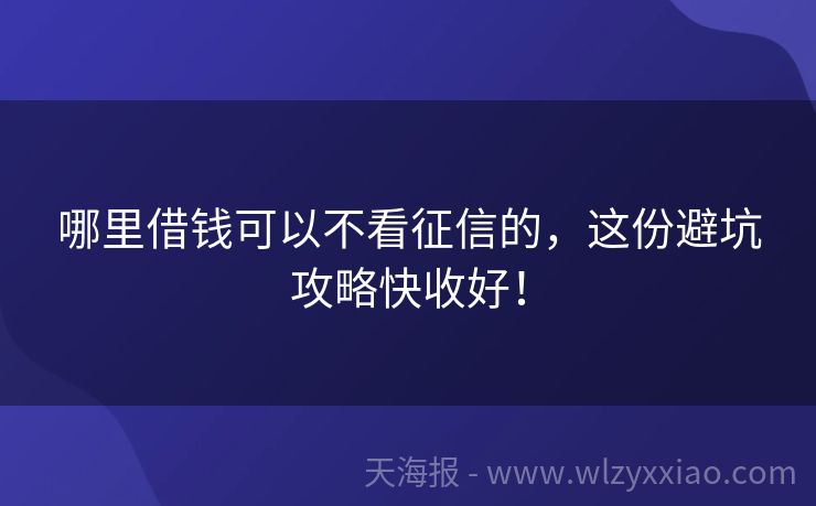 哪里借钱可以不看征信的，这份避坑攻略快收好！