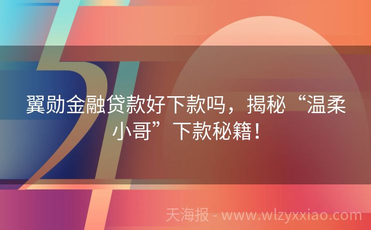 翼勋金融贷款好下款吗，揭秘“温柔小哥”下款秘籍！