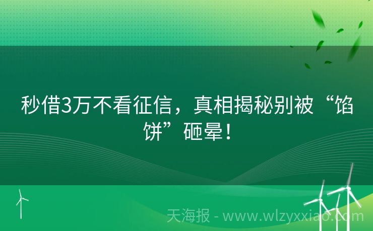 秒借3万不看征信，真相揭秘别被“馅饼”砸晕！