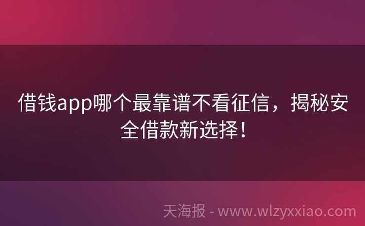 借钱app哪个最靠谱不看征信，揭秘安全借款新选择！