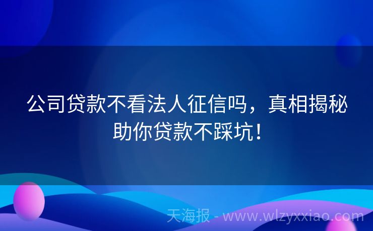 公司贷款不看法人征信吗，真相揭秘助你贷款不踩坑！