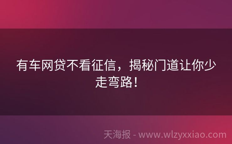有车网贷不看征信，揭秘门道让你少走弯路！