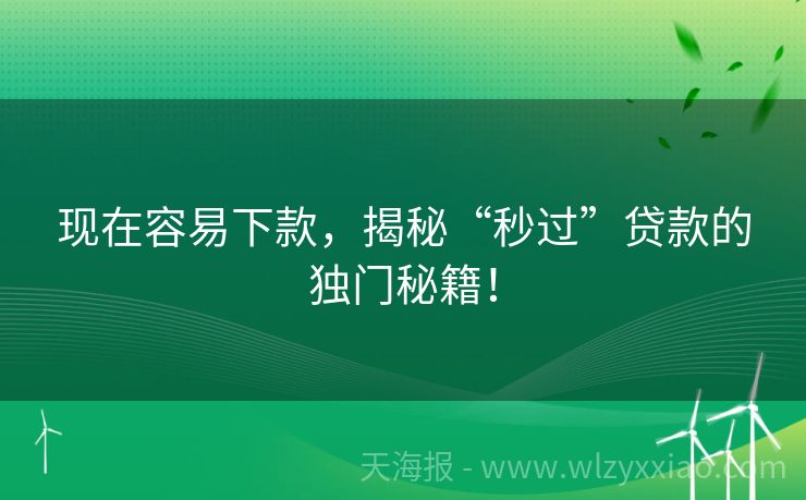 现在容易下款，揭秘“秒过”贷款的独门秘籍！