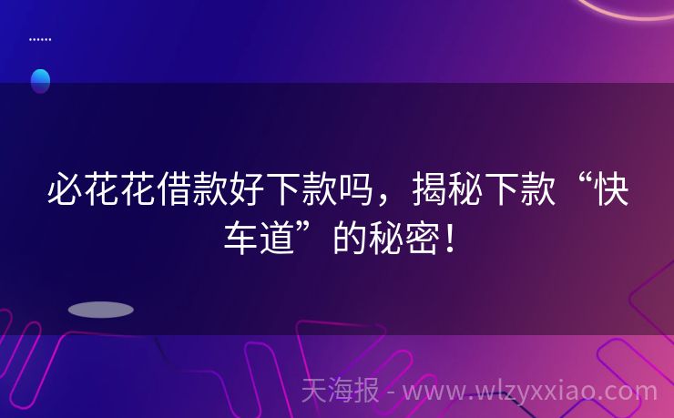 必花花借款好下款吗，揭秘下款“快车道”的秘密！