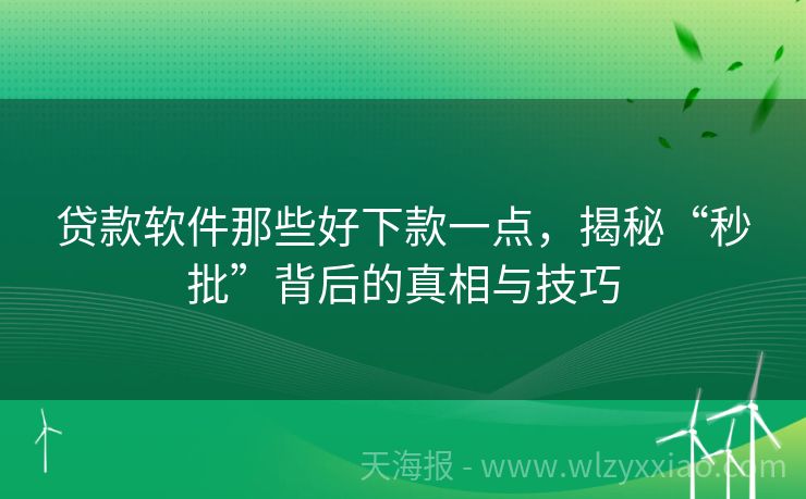 贷款软件那些好下款一点，揭秘“秒批”背后的真相与技巧