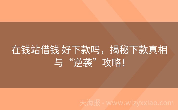 在钱站借钱 好下款吗，揭秘下款真相与“逆袭”攻略！