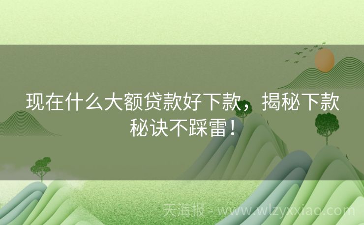 现在什么大额贷款好下款，揭秘下款秘诀不踩雷！