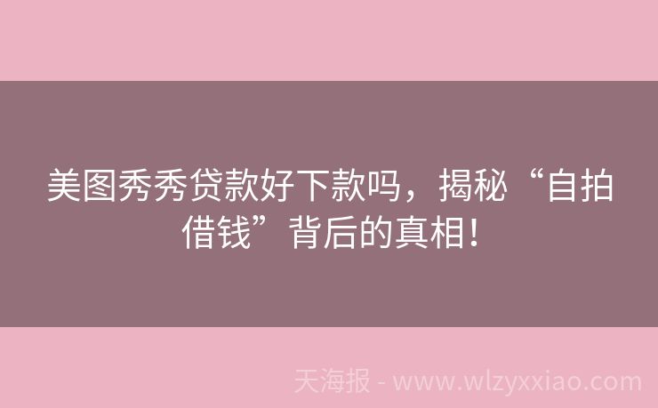 美图秀秀贷款好下款吗，揭秘“自拍借钱”背后的真相！